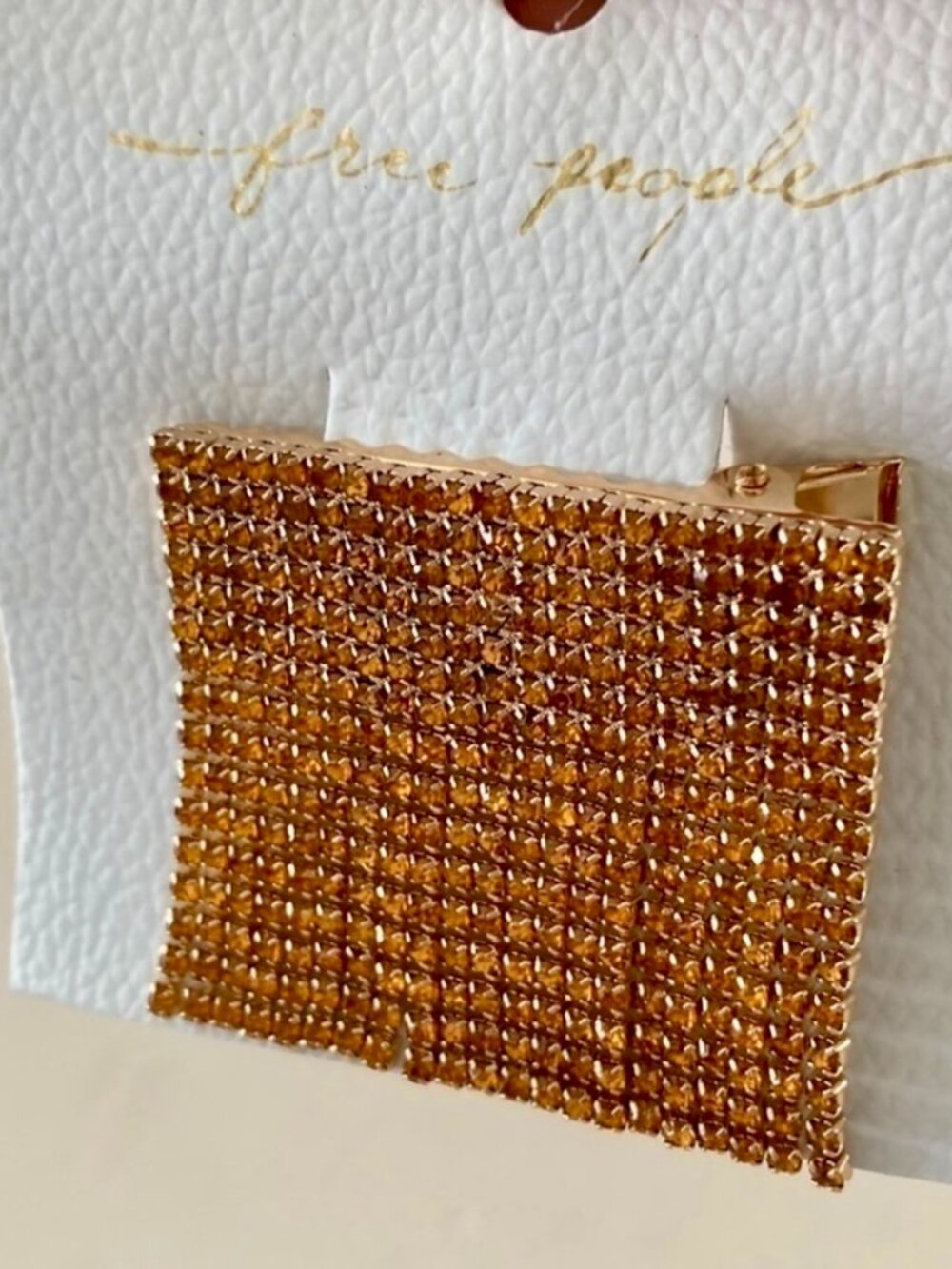 NWT Free People Roaring Rhinestone Gold Dangling Barrette